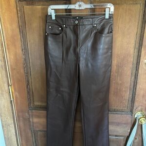 7 For All Mankind Chocolate Leather Trousers